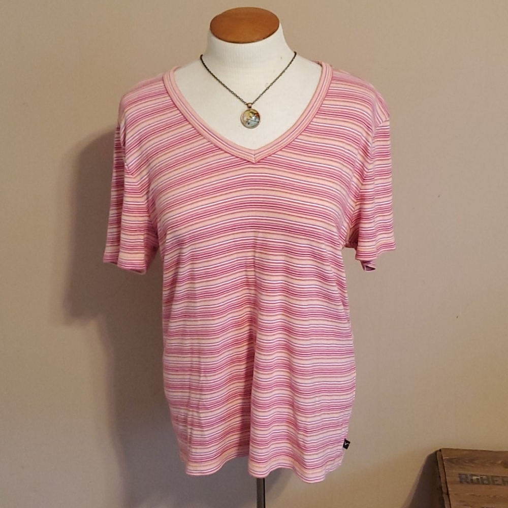 Venezia striped pink v-neck top size 14/16